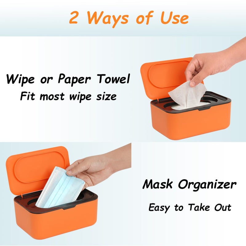 Seposeve Wipes Dispenser, Wipe Holder for Baby & Adult, Refillable Wipe Container, Keeps Wipes Fresh, One-Handed Operation. Non-Slip, Easy Open/Close Wipes Pouch Case, Orange - Image 5